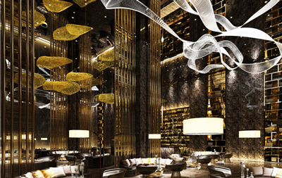 啡網(wǎng)大理石金屬木飾面裝飾奢華會(huì)所