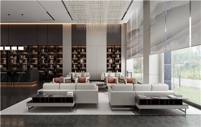 原觸感啞光中非織木紋圖書館裝飾效果圖 