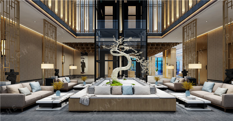 啞光鉑金古橡木紋·酒店墻面裝飾效果圖 (3)