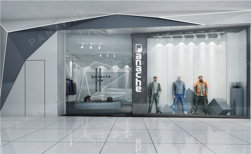 黑白灰詮釋摩登時尚——形象店新型墻體板裝修效果圖 (2)