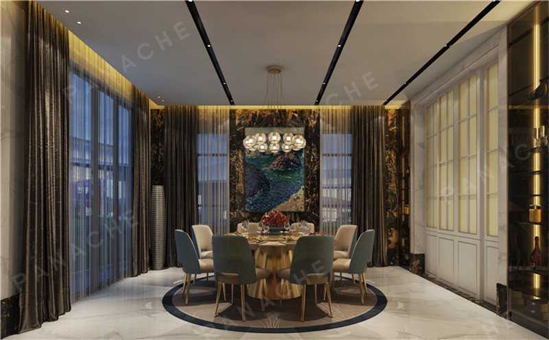 品擇金屬板搭配新中式風格別墅設計效果圖 (5)