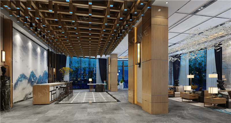 啞光鉑金古橡木紋·酒店墻面裝飾效果圖 (5)