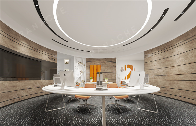 原觸感啞光淺梁木紋辦公室 · 護(hù)墻裝飾板效果圖 (3)