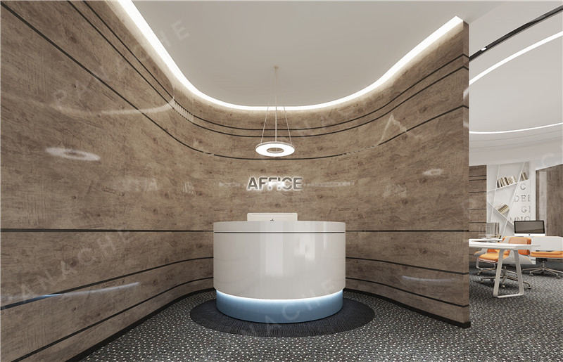 原觸感啞光淺梁木紋辦公室 · 護(hù)墻裝飾板效果圖 (2)