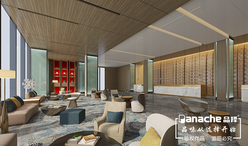 淺色胡桃木紋酒店室內(nèi)裝修設(shè)計(jì)